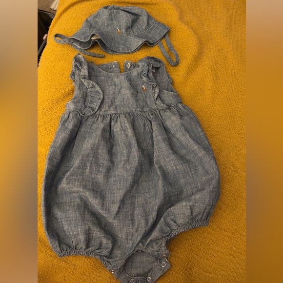 Ralph Lauren Cute Babygirl Outfit With Hat Size 12M - Picture 5 of 6